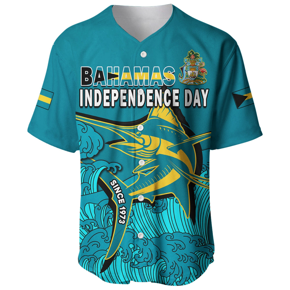 Bahamas Independence Day Baseball Jersey Blue Marlin Since 1973 Style - Wonder Print Shop