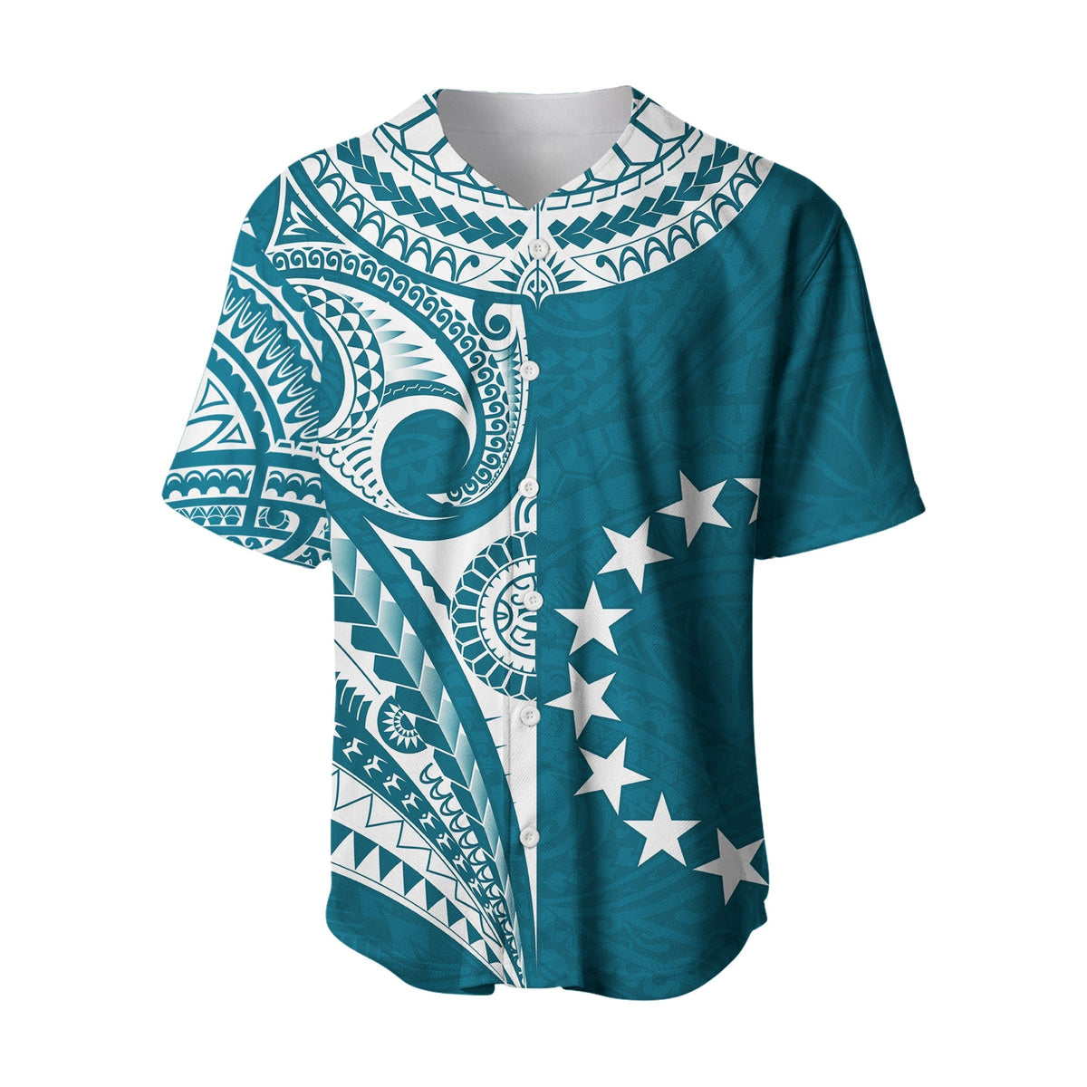 Cook Islands Tatau Baseball Jersey Symbolize Passion Stars Version Blue LT13 - Wonder Print Shop