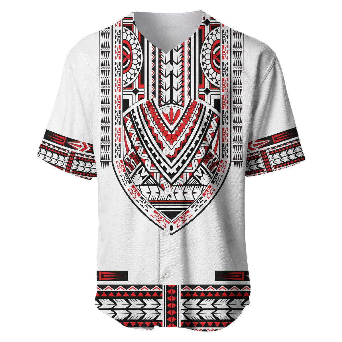 Custom Personalised Polynesian Baseball Jersey Dashiki With Polynesian Tattoo Royal Version - Wonder Print Shop