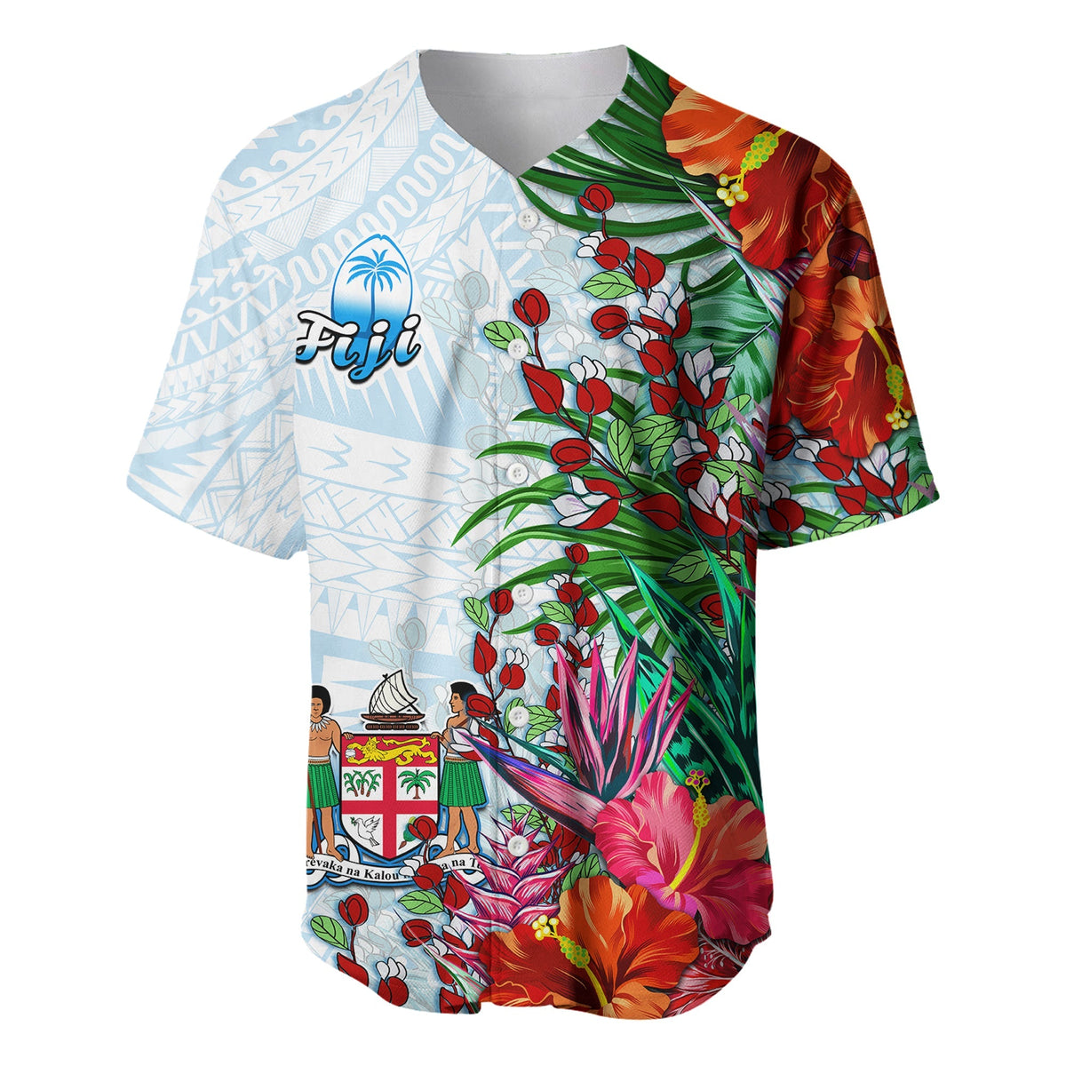 Fiji Baseball Jersey Proud Fijian Tapa mix Tagimoucia Flowers LT13 - Wonder Print Shop
