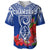 Custom Personalised Guam Chamorro Baseball Jersey Guaman Latte Stone Tropical Flowers Blue Version - Wonder Print Shop