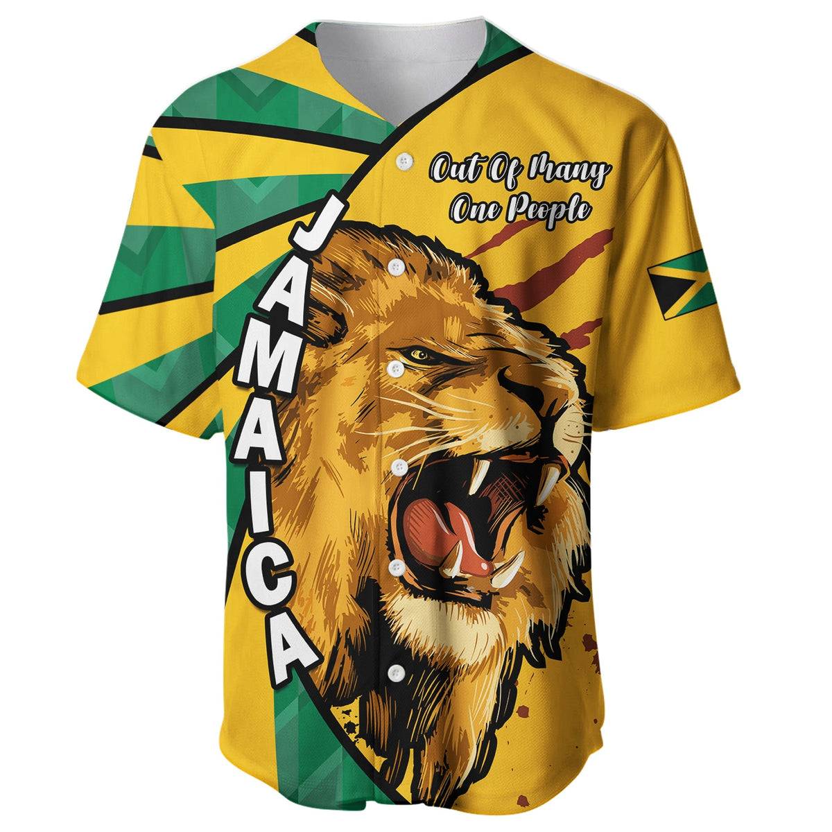 (Custom Text and Number) Jamaica Athletics Baseball Jersey Jamaican Flag Mix Lion Sporty Style - Wonder Print Shop