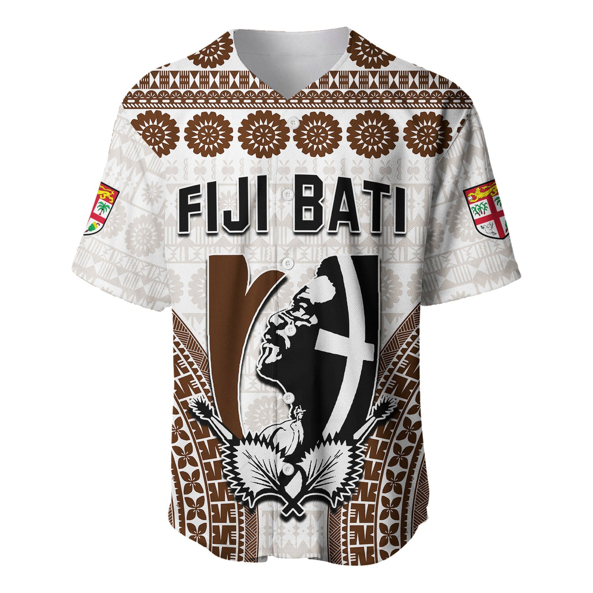 Custom Text and Number Fiji Rugby Bati Baseball Jersey Proud Tapa Pattern LT13 - Wonder Print Shop