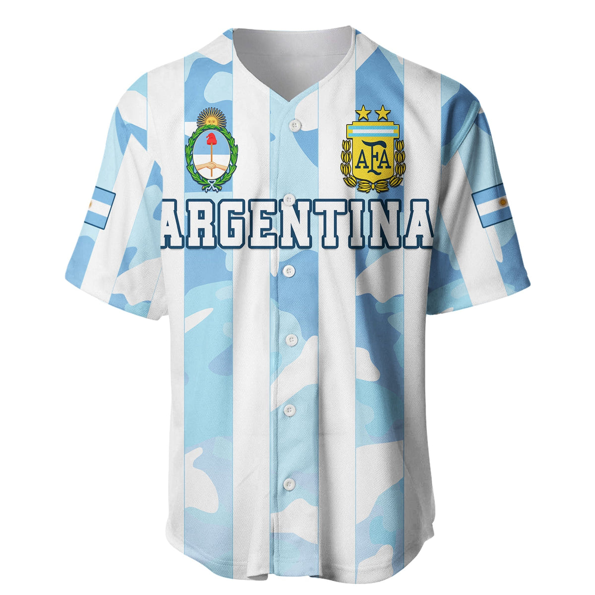 (Custom Personalised) Argentina Football Baseball Jersey AFA Champions 2022 Sporty Style - Wonder Print Shop