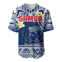 Custom Personalised Samoa Baseball Jersey Samoan Plumeria Flowers Mix Polynesian Pattern - Wonder Print Shop