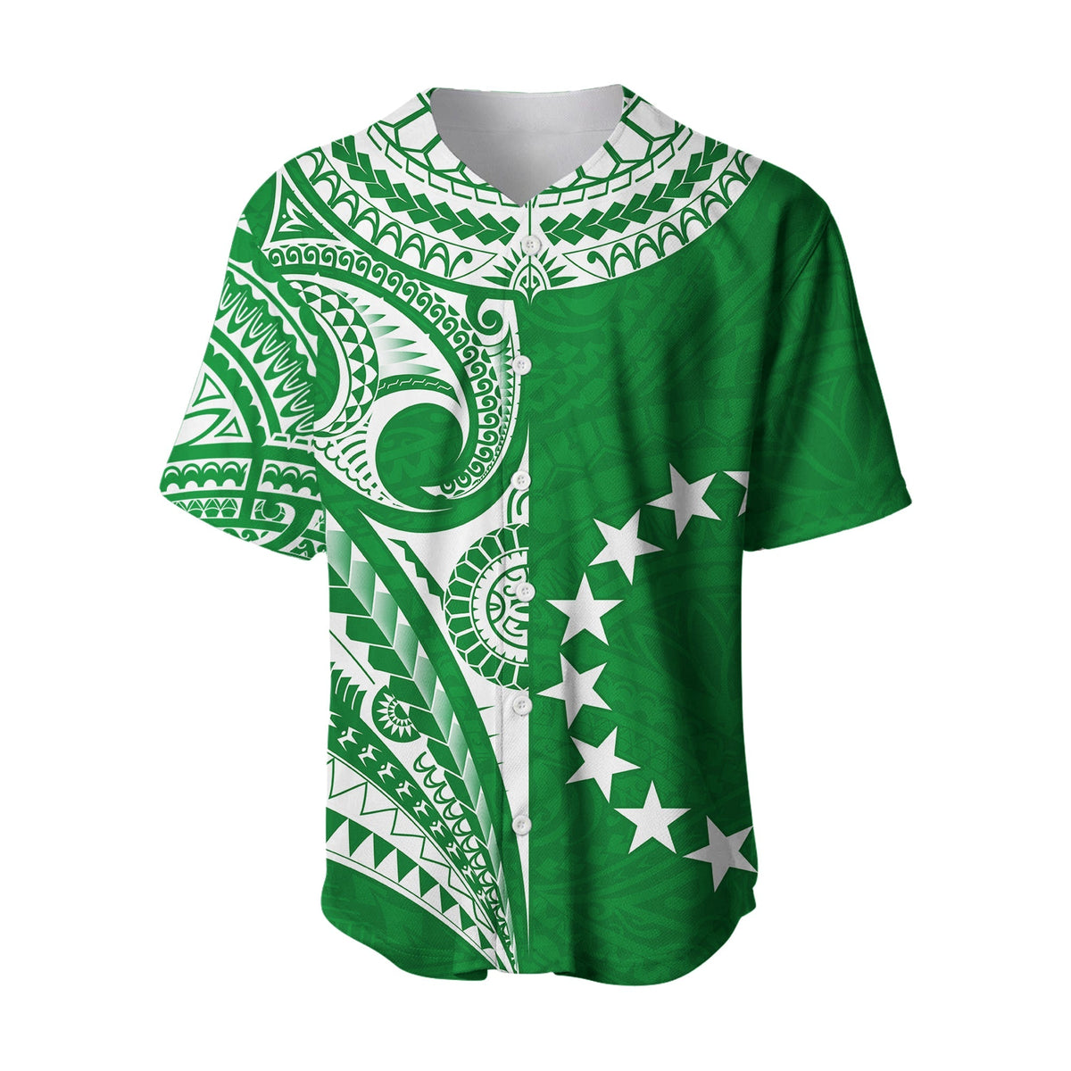 Cook Islands Tatau Baseball Jersey Symbolize Passion Stars Version Green LT13 - Wonder Print Shop