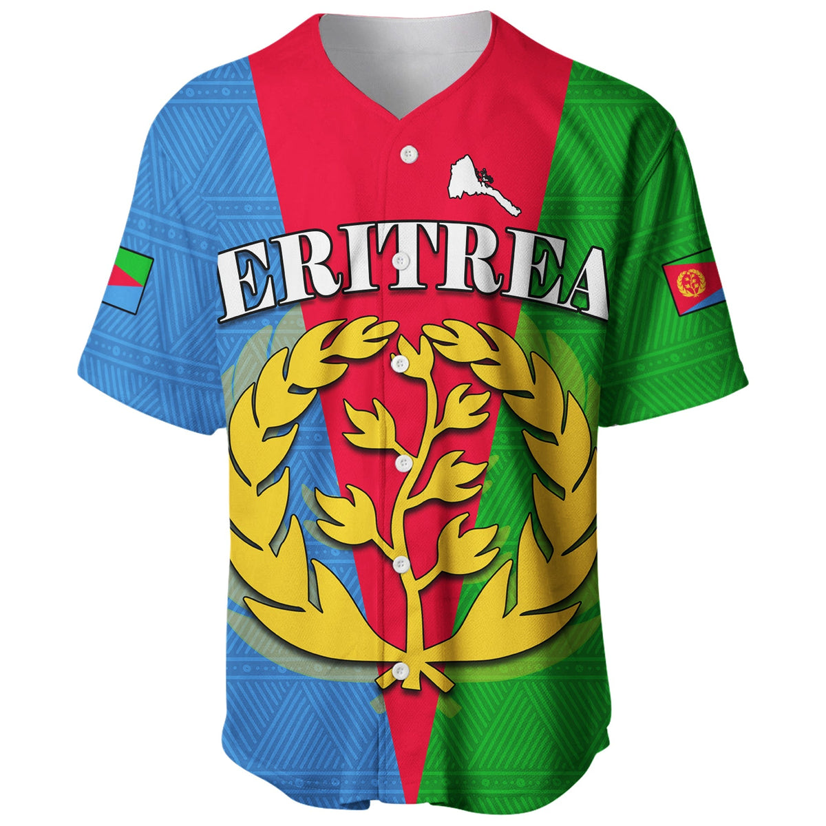(Custom Personalised) Eritrea Baseball Jersey Eritrean Map Mix African Pattern Simple Style - Wonder Print Shop