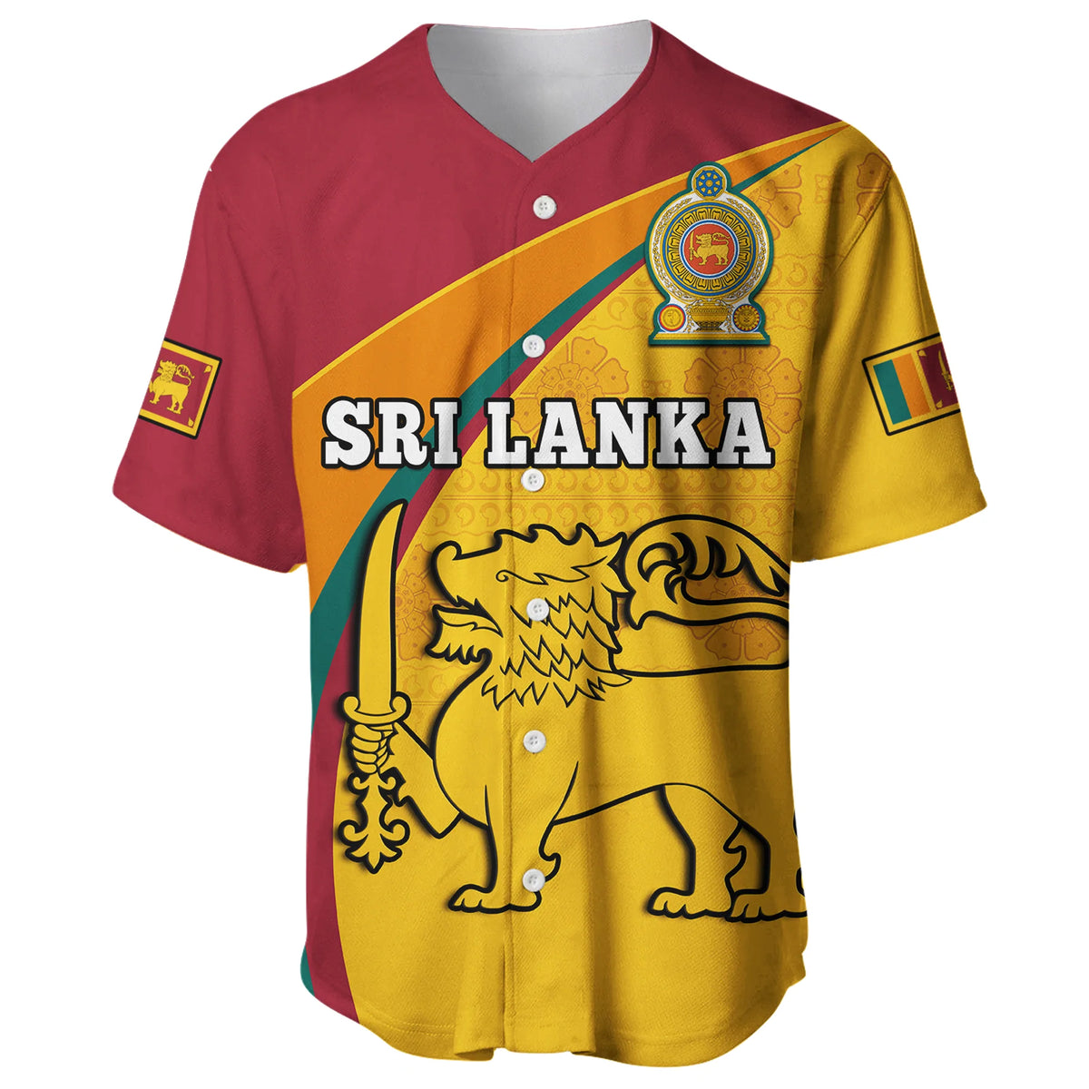 (Custom Personalised) Sri Lanka Baseball Jersey Sri Lankan Pattern Happy 75 Years Of Independence Ver.01 - Wonder Print Shop