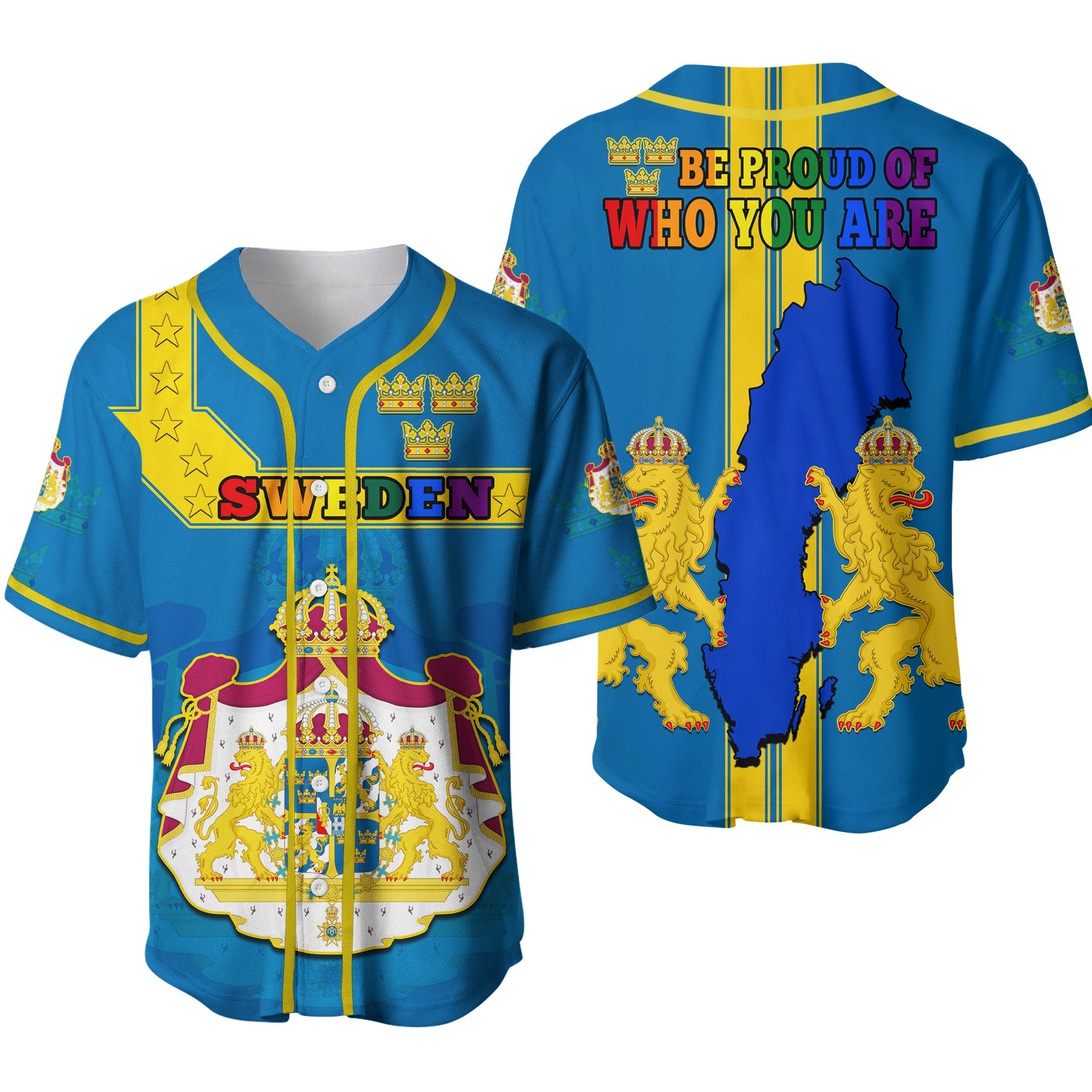 Sweden LGBT Day Baseball Jersey Be Proud Of Who You Are Ver.02 - Wonder Print Shop