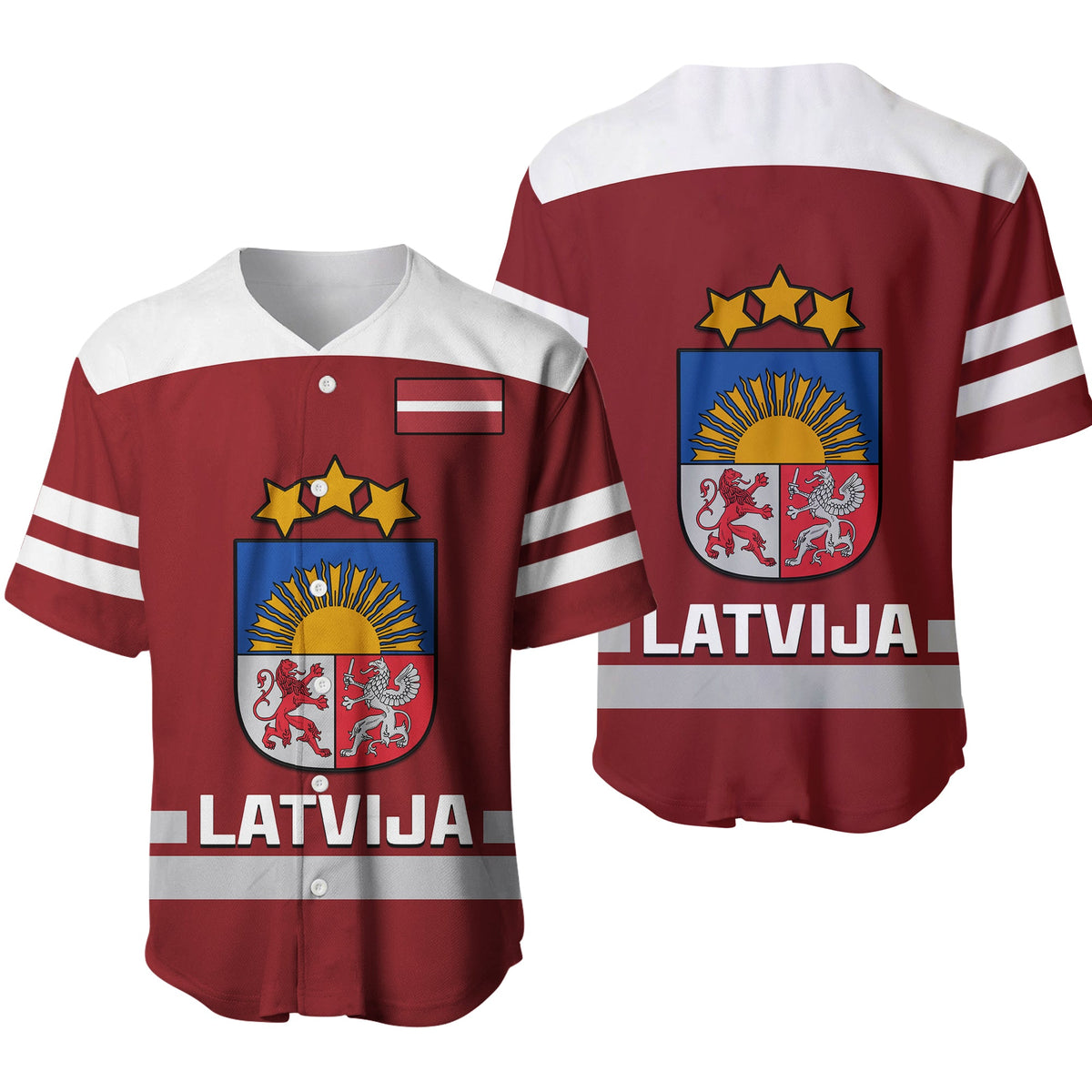 Latvia Hockey 2023 Baseball Jersey Red Sporty Style Ver.01 - Wonder Print Shop