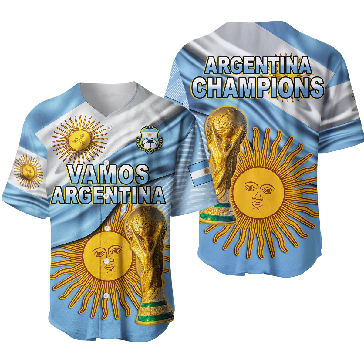 Argentina Football Baseball Jersey Vamos La Albiceleste Champions World Cup Vibe Flag Ver.01 LT13 - Wonder Print Shop