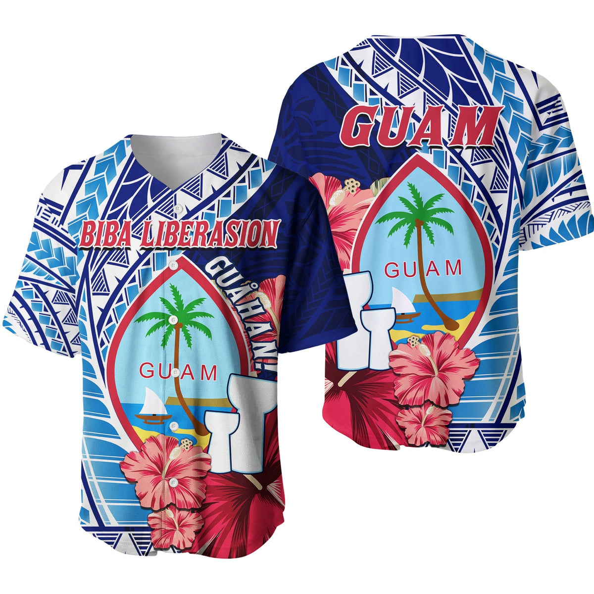 Guam Chamorro Baseball Jersey Happy Liberation Day Latte Stone Ver.01 LT13 - Wonder Print Shop