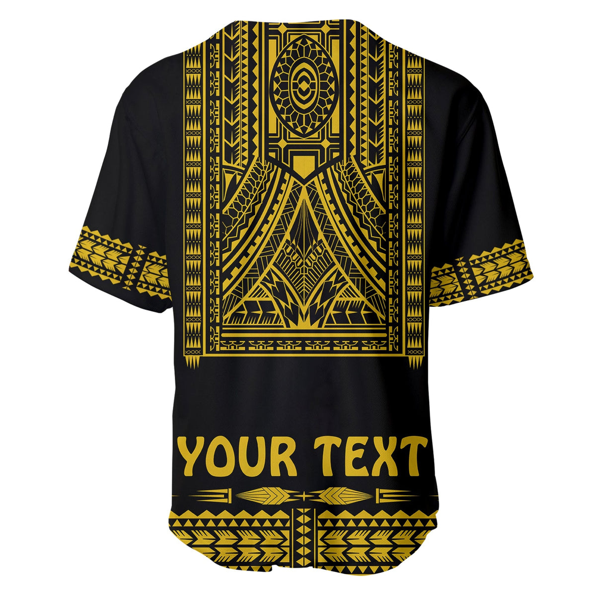 Custom Personalised Polynesian Baseball Jersey Dashiki With Polynesian Tattoo Royal Golden Version - Wonder Print Shop