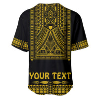 Custom Personalised Polynesian Baseball Jersey Dashiki With Polynesian Tattoo Royal Golden Version - Wonder Print Shop