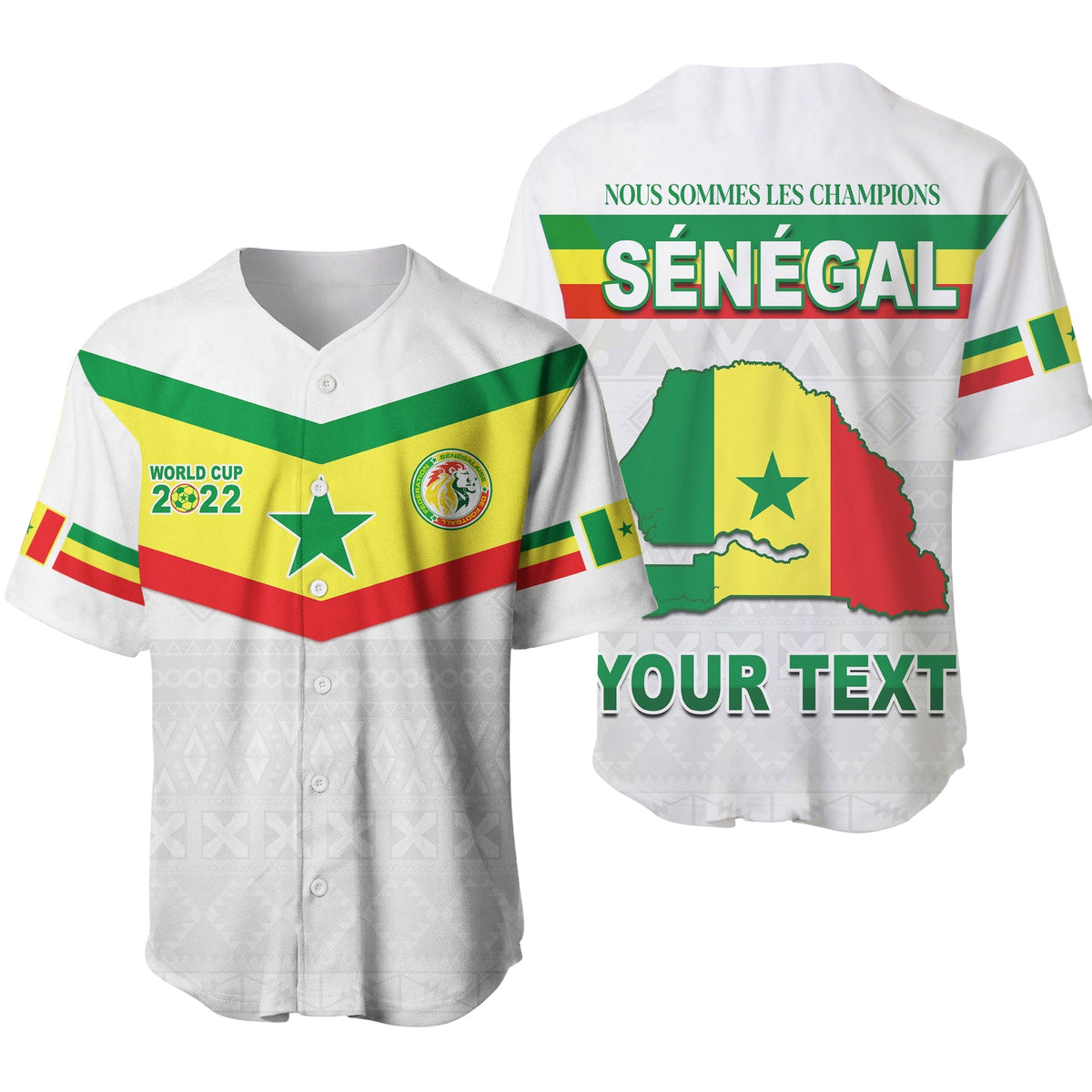 (Custom Personalised) Senegal Football 2022 Baseball Jersey Champion Teranga Lions Mix African Pattern Ver.01 LT13 - Wonder Print Shop