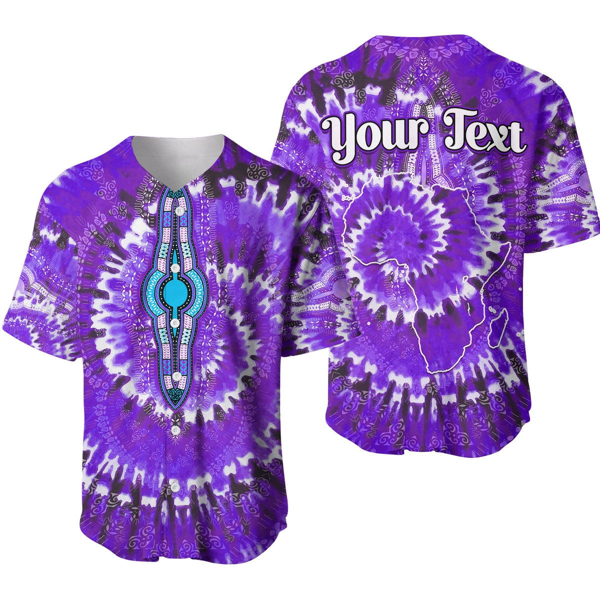 (Custom Personalised) Africa Tie Dye Baseball Jersey Purple Fashion LT13 - Wonder Print Shop