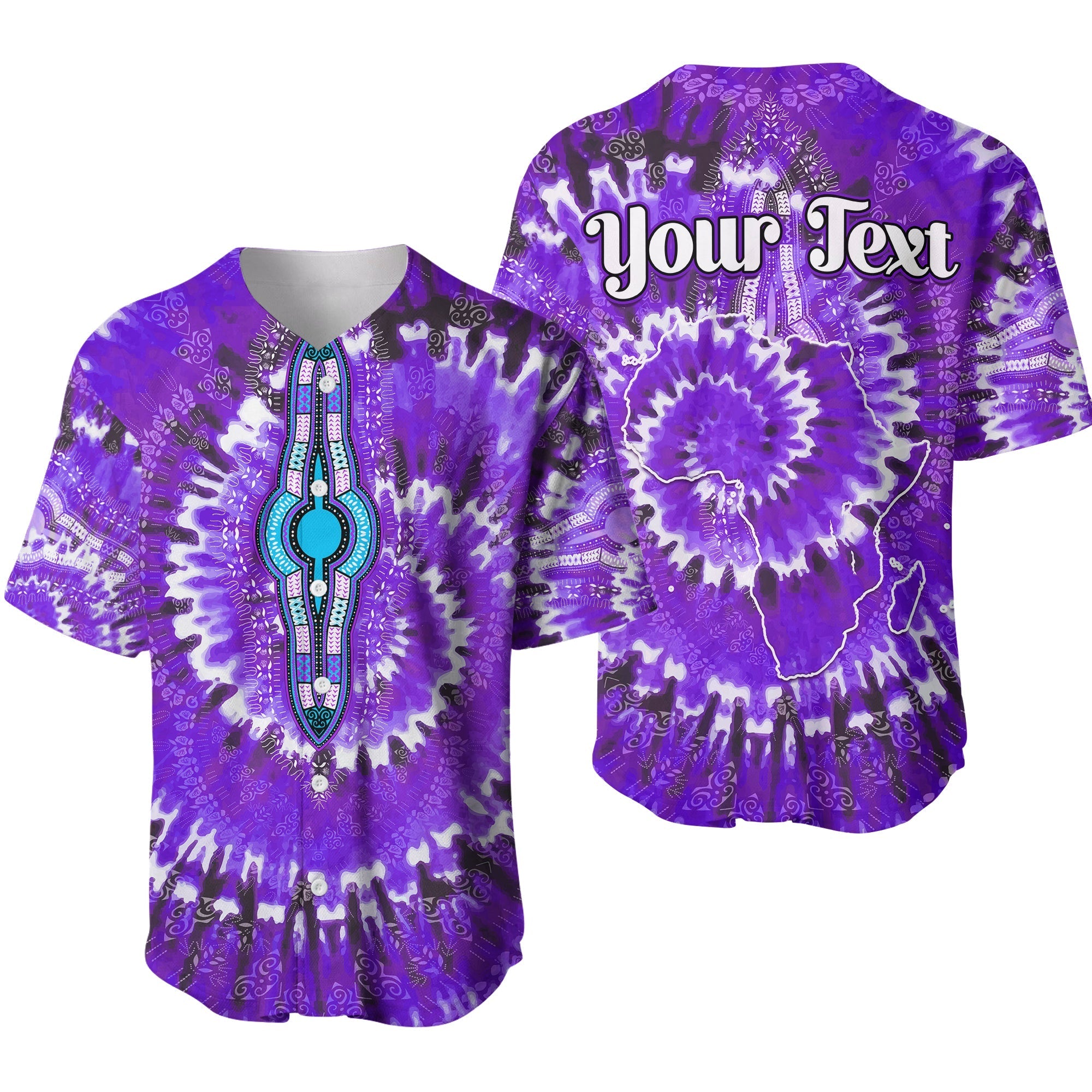 (Custom Personalised) Africa Tie Dye Baseball Jersey Purple Fashion LT13 - Wonder Print Shop