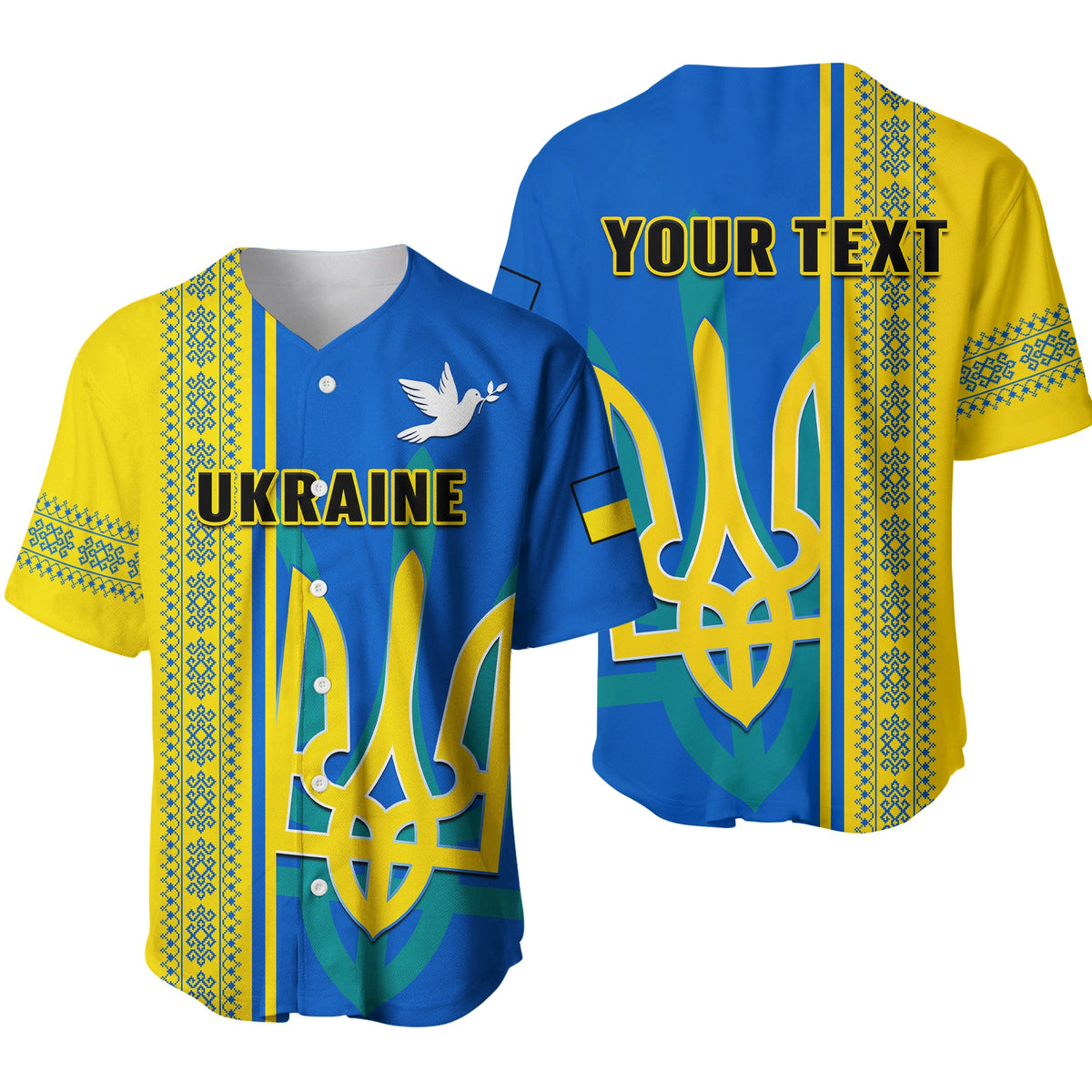 (Custom Personalised) Ukraine Unity Day Baseball Jersey Folk Ukrainian Coat Of Arms Ver.01 - Wonder Print Shop