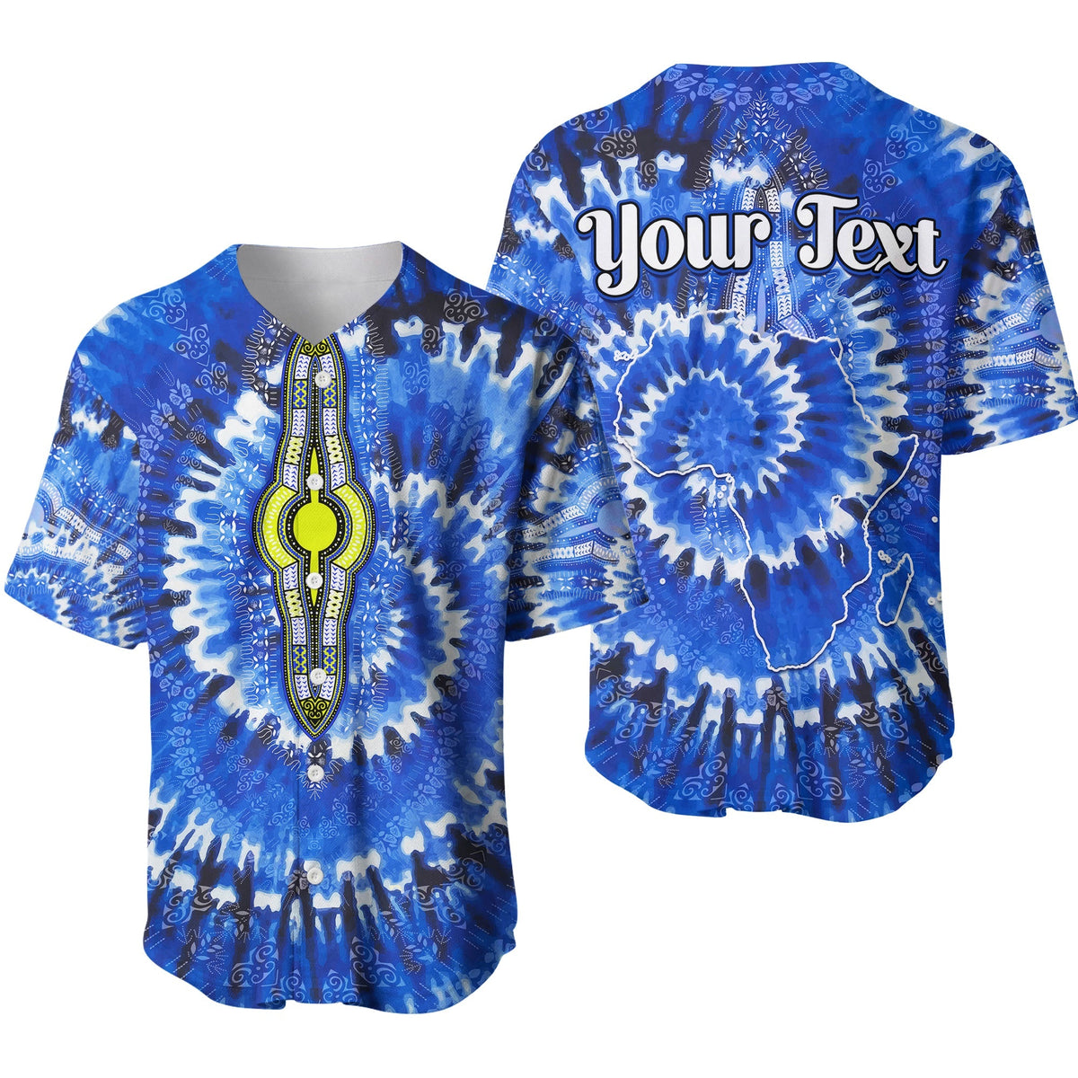 (Custom Personalised) Africa Tie Dye Baseball Jersey Blue Fashion LT13 - Wonder Print Shop