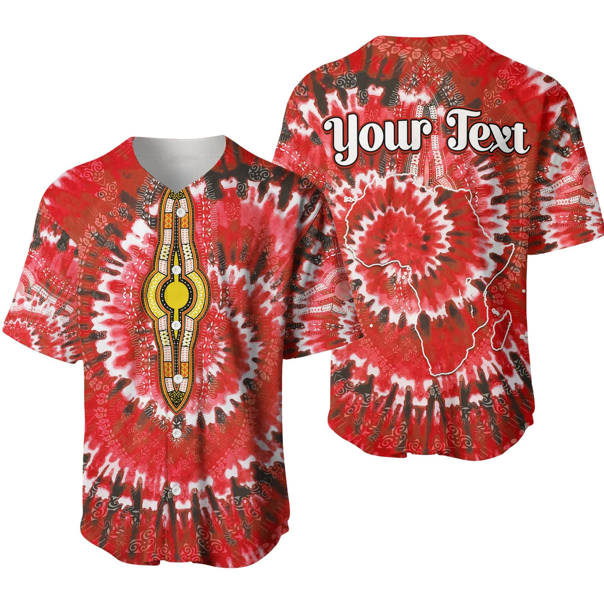 (Custom Personalised) Africa Tie Dye Baseball Jersey Red Fashion LT13 - Wonder Print Shop