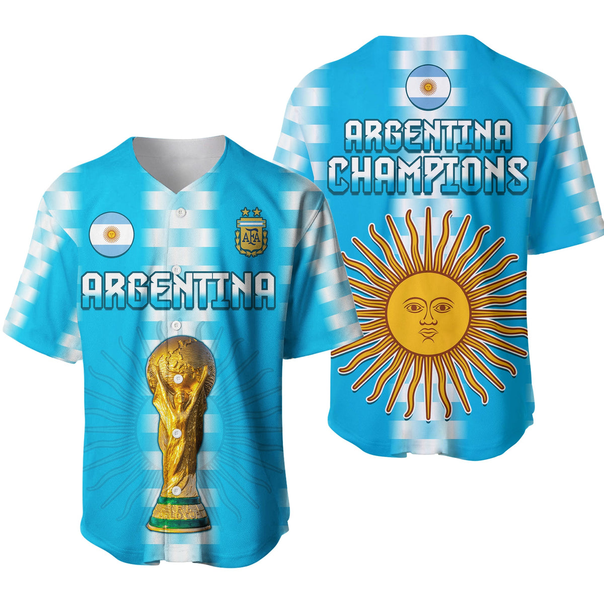 Argentina Football Champions Baseball Jersey La Albiceleste GOAT LT13 - Wonder Print Shop