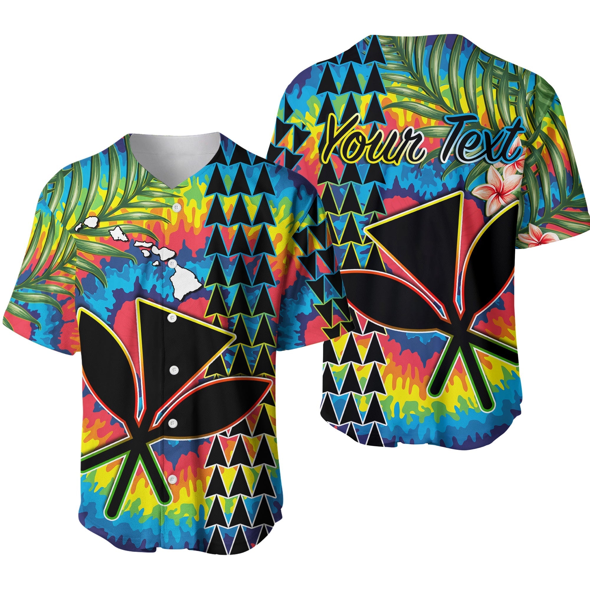 custom-personalised-hawaii-rainbow-tie-dye-baseball-jersey-flowers-polynesian-hawaiian-tribal-ver01
