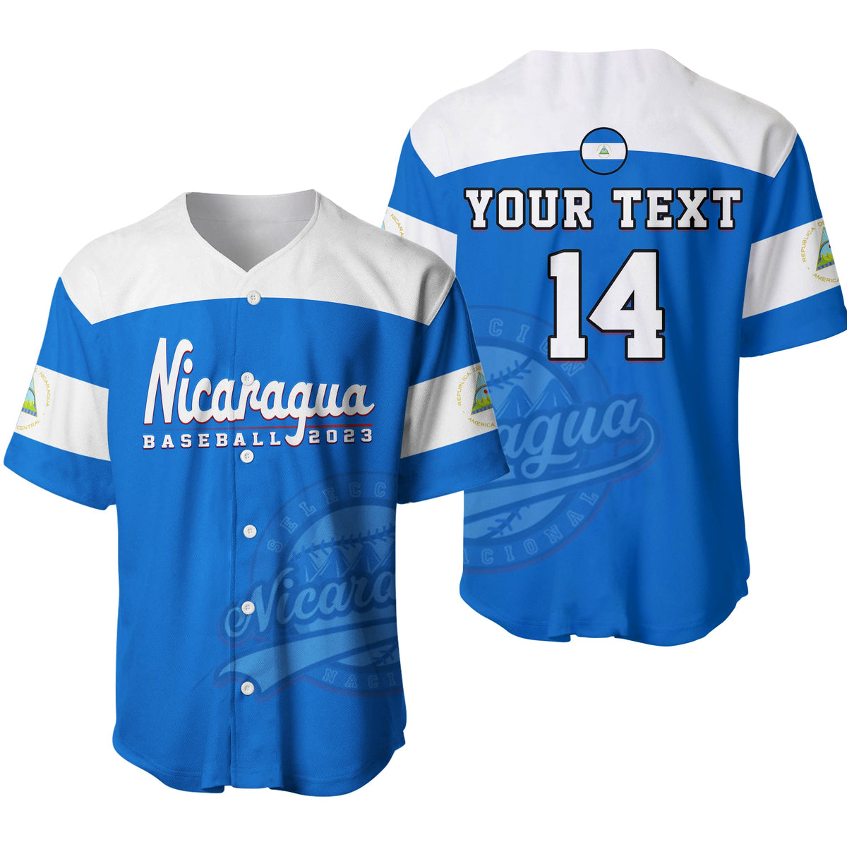 (Custom Text And Number) Nicaragua 2023 Baseball Jersey Baseball Ver.01 - Wonder Print Shop