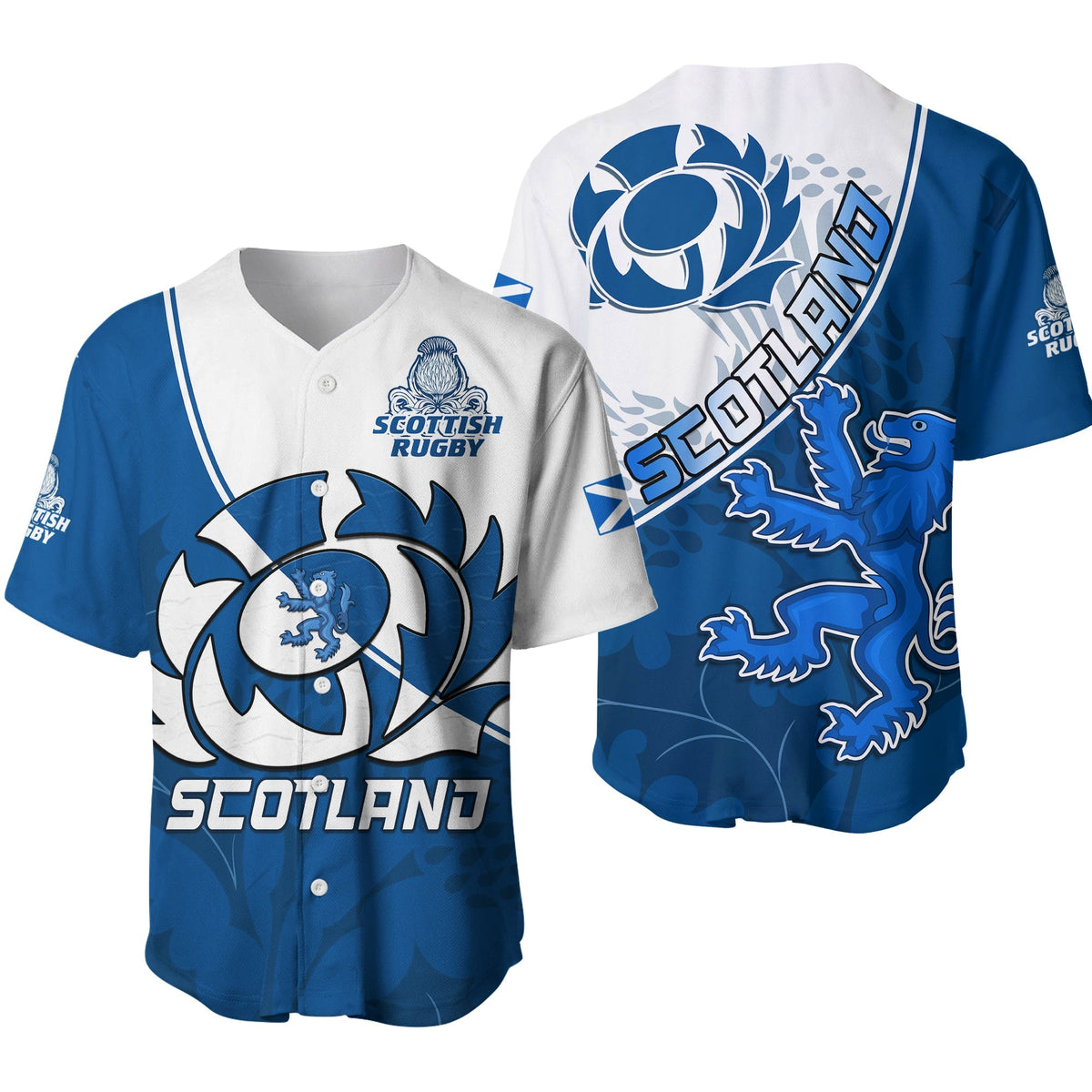 Scotland Rugby Baseball Jersey Scottish Coat Of Arms Mix Thistle Newest Version - Wonder Print Shop