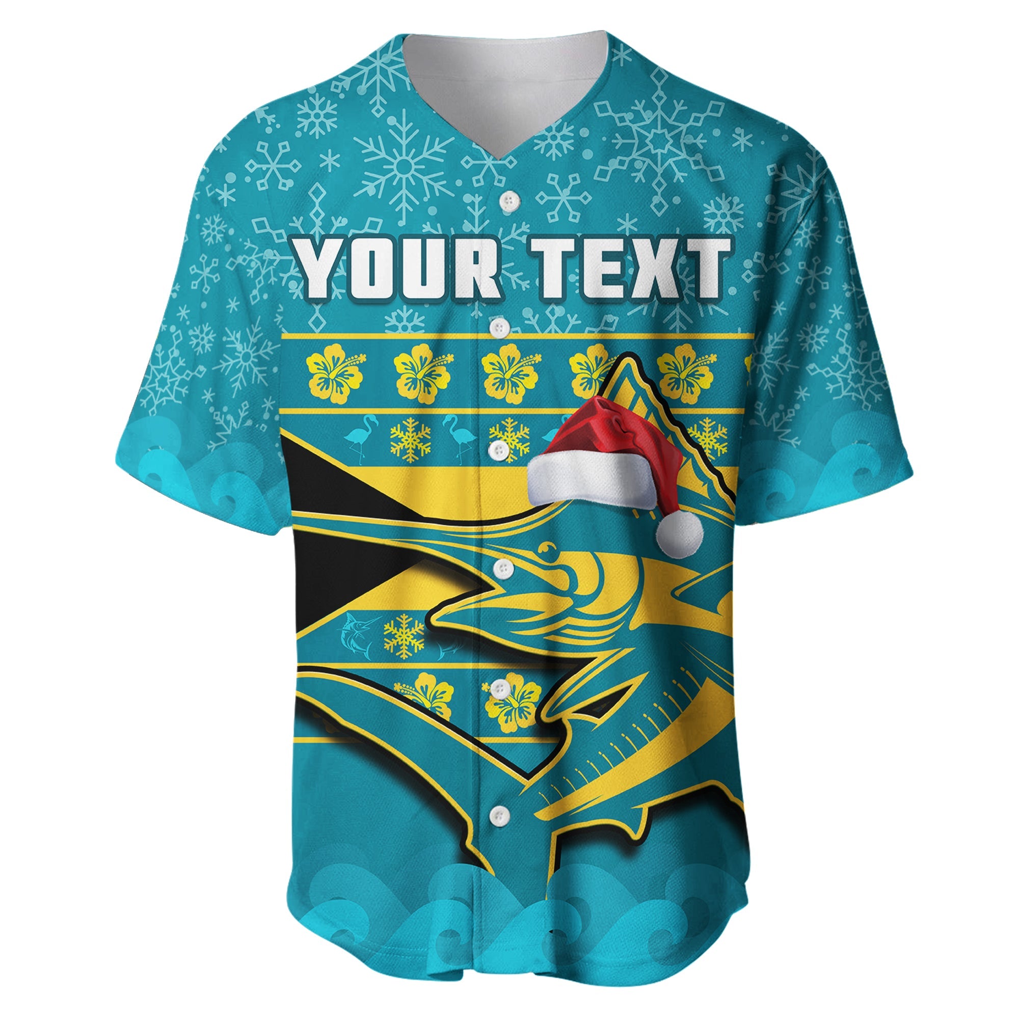 custom-personalised-bahamas-baseball-jersey-bahamian-blue-marlin-merry-chirstmas