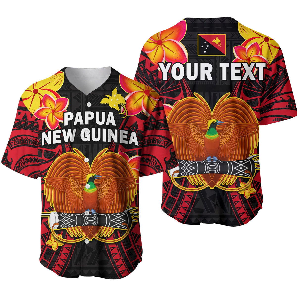 Custom Personalised Papua New Guinea Baseball Jersey PNG Bird Of Paradise Polynesian Pattern - Wonder Print Shop