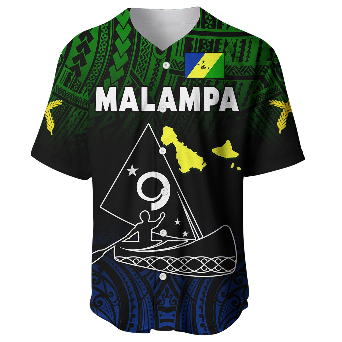 (Custom Personalised) Malampa Province Baseball Jersey Native Canoe Mix Vanuatu Pig Tusk Black Version - Wonder Print Shop