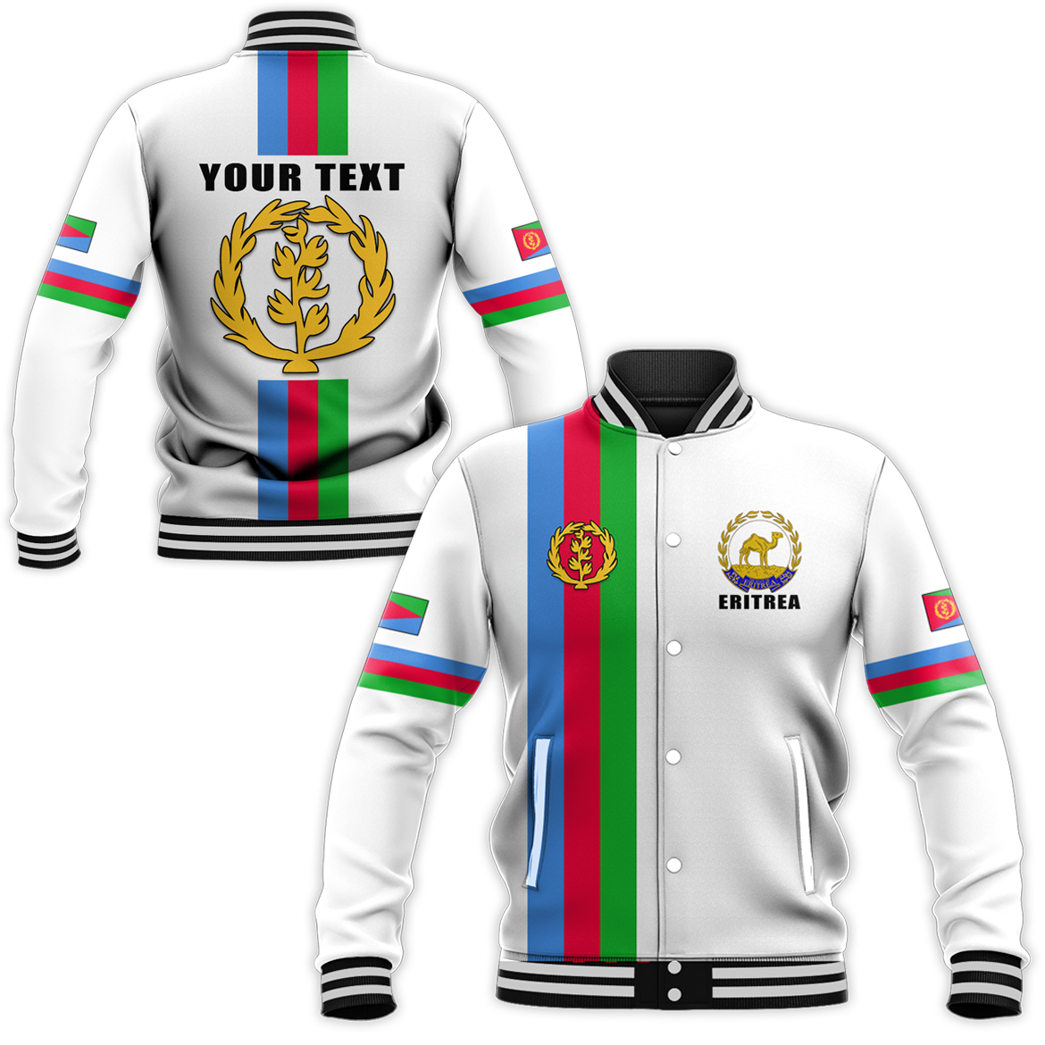 (Custom Personalised) Eritrea Baseball Jacket Striped LT13 - Wonder Print Shop