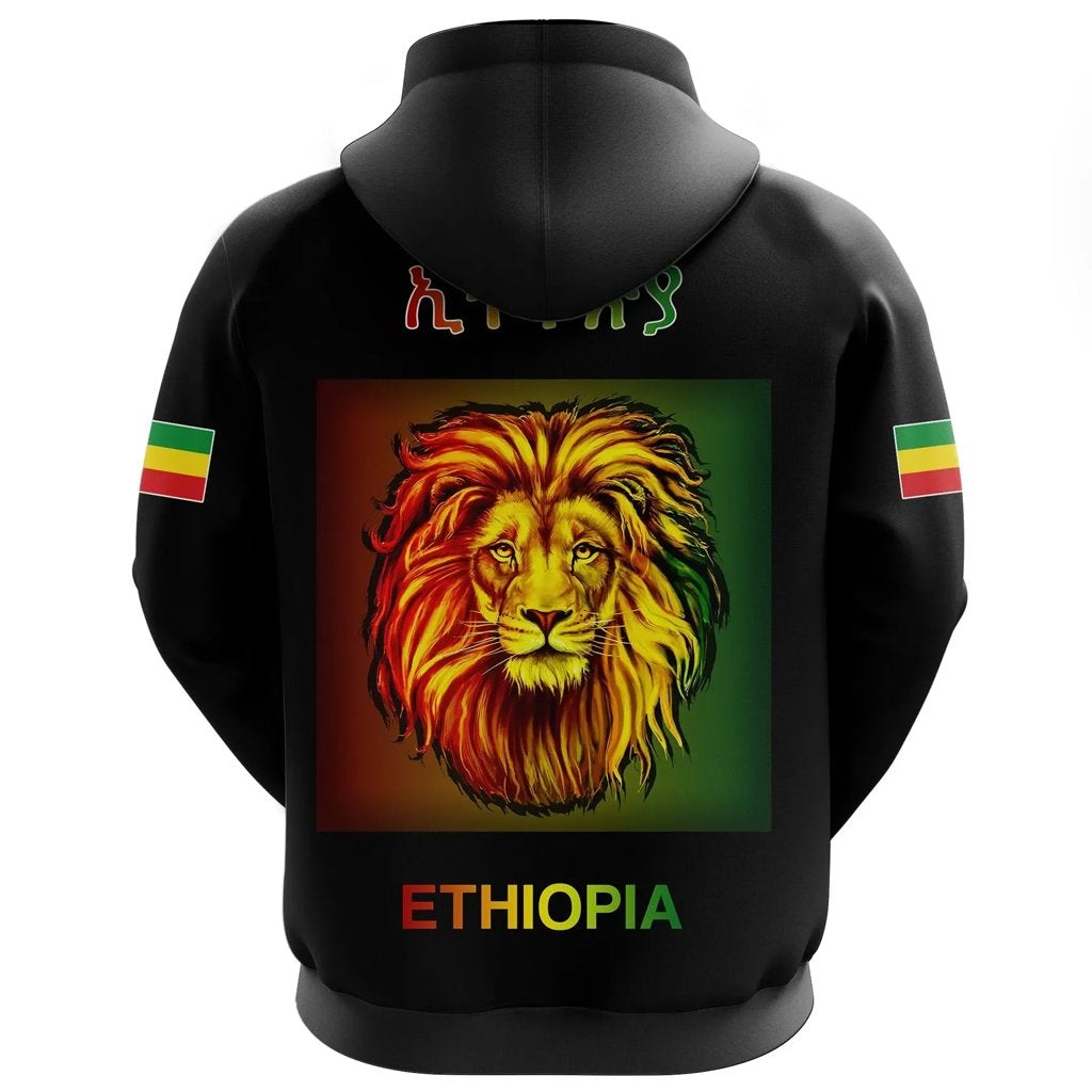 Ethiopia Zip Hoodie Reggae And Rastafarian Quotes Black LT10 - Wonder Print Shop