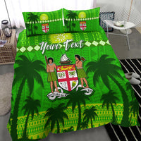 Custom Personalised Bula Fiji Day Bedding Set Fijian Tapa with Palm Tree 52nd Anniversary Green LT13 - Wonder Print Shop