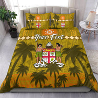 Custom Personalised Bula Fiji Day Bedding Set Fijian Tapa with Palm Tree 52nd Anniversary Gold LT13 - Wonder Print Shop