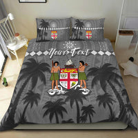 Custom Personalised Bula Fiji Day Bedding Set Fijian Tapa with Palm Tree 52nd Anniversary Gray LT13 - Wonder Print Shop