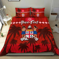 Custom Personalised Bula Fiji Day Bedding Set Fijian Tapa with Palm Tree 52nd Anniversary Red LT13 - Wonder Print Shop