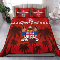 Custom Personalised Bula Fiji Day Bedding Set Fijian Tapa with Palm Tree 52nd Anniversary Red LT13 - Wonder Print Shop