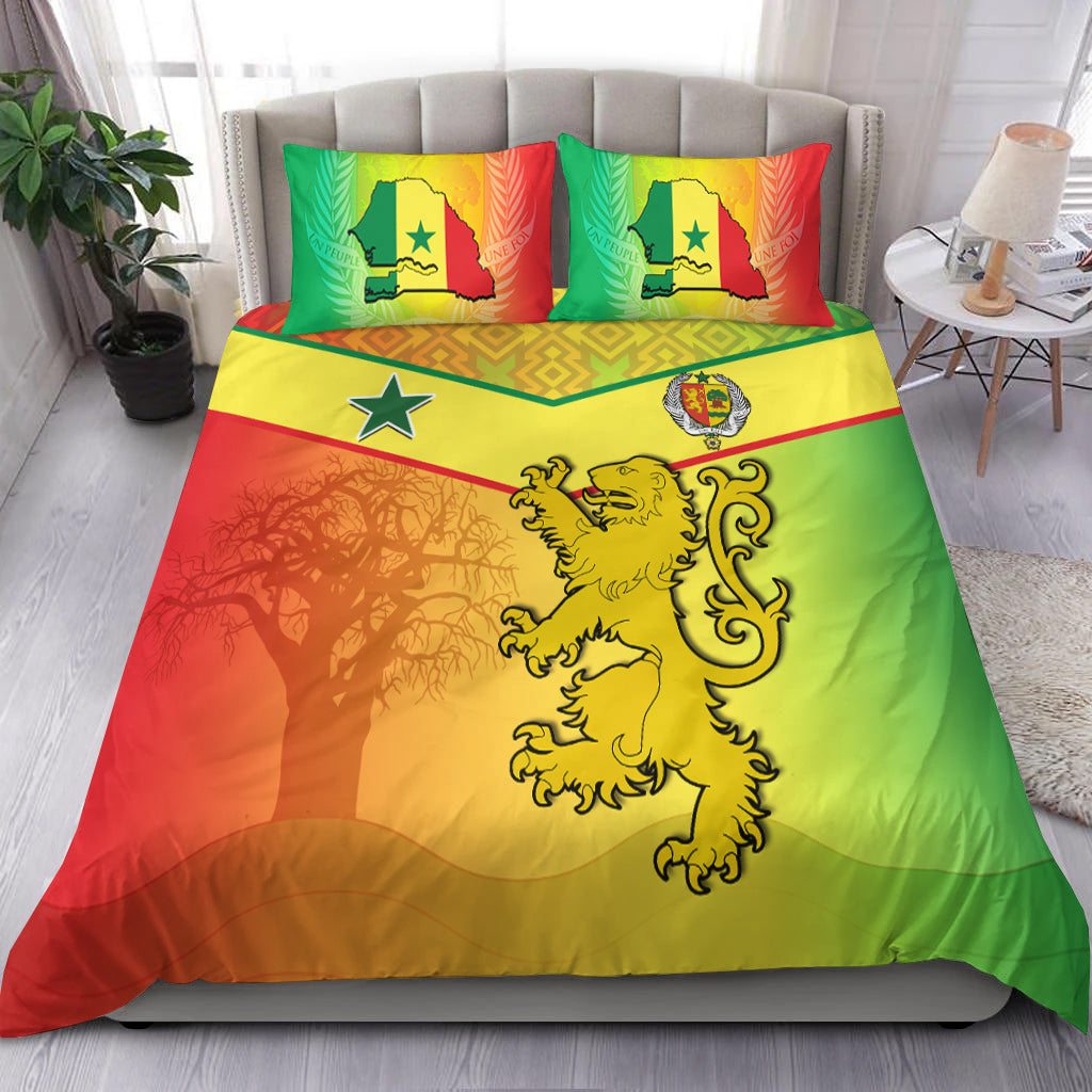 Senegal Bedding Set Lion With Senegal Map Reggae Style - Wonder Print Shop