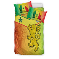 Senegal Bedding Set Lion With Senegal Map Reggae Style - Wonder Print Shop