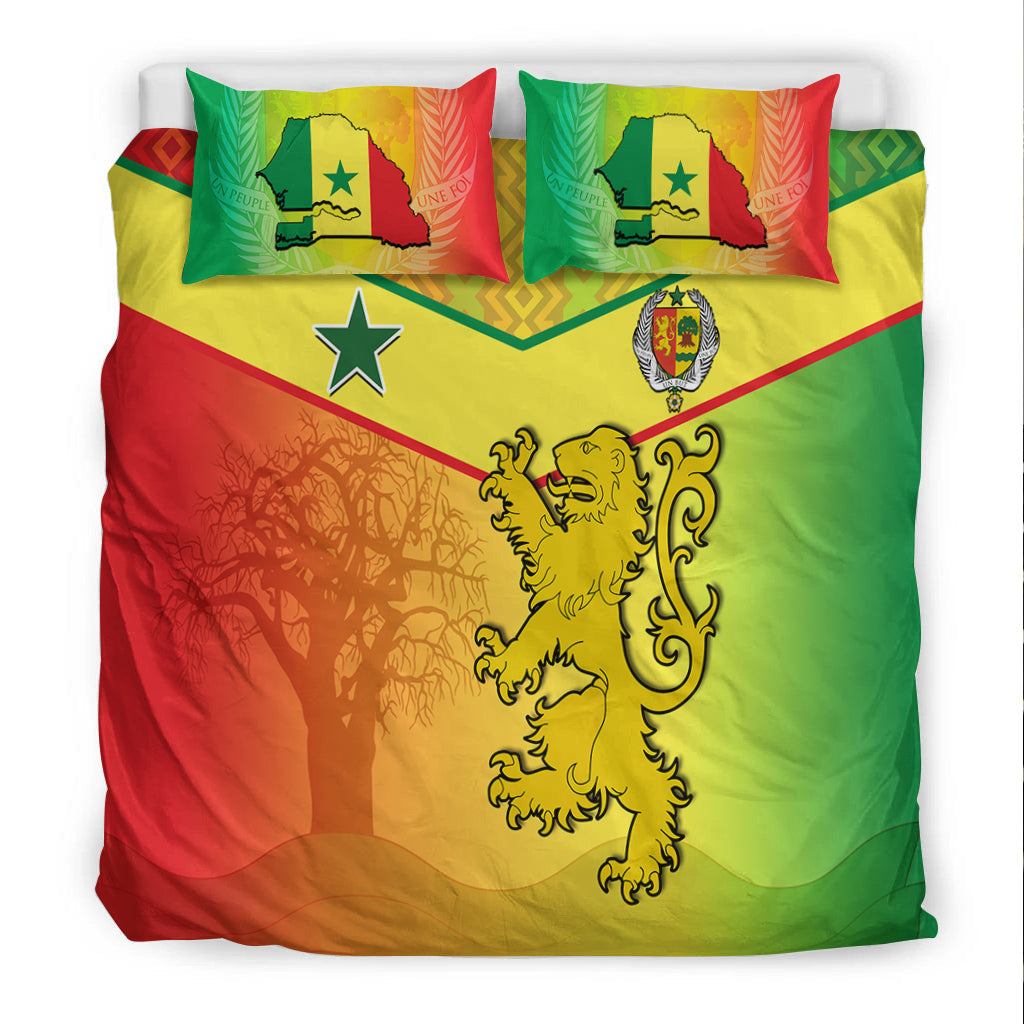 Senegal Bedding Set Lion With Senegal Map Reggae Style - Wonder Print Shop