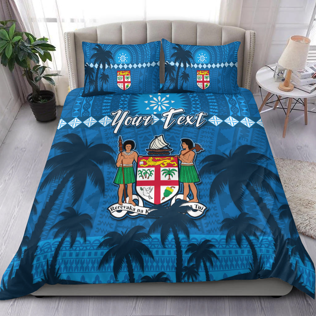 Custom Personalised Bula Fiji Day Bedding Set Fijian Tapa with Palm Tree 52nd Anniversary LT13 - Wonder Print Shop