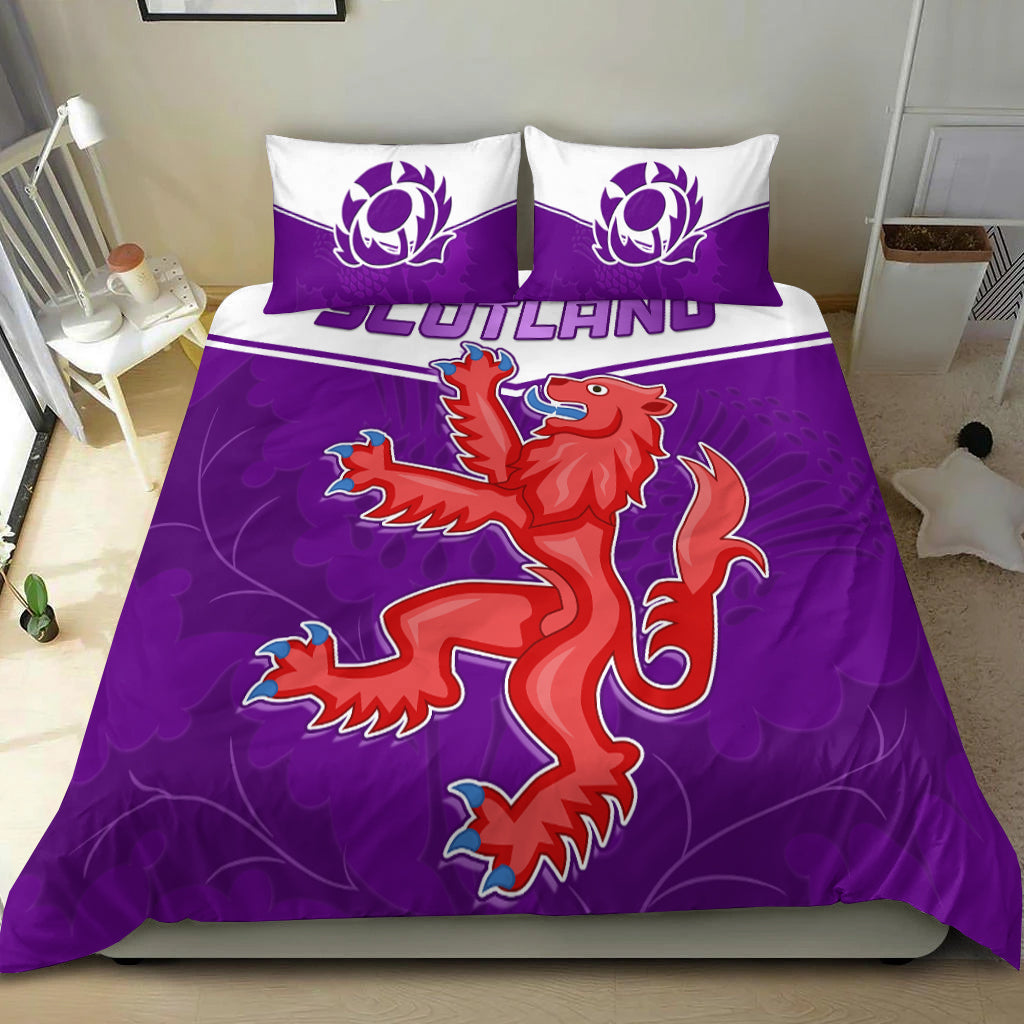 Scottish Rugby Bedding Set Map Of Scotland Thistle Purple Version - Wonder Print Shop