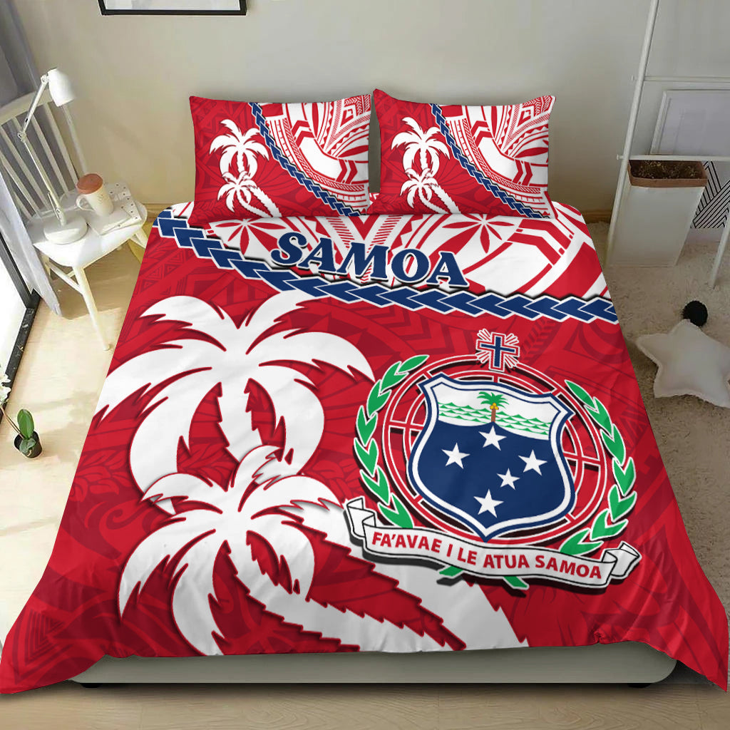 Samoa Bedding Set Samoan Coat Of Arms With Coconut Red Style - Wonder Print Shop