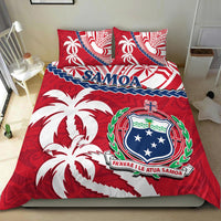 Samoa Bedding Set Samoan Coat Of Arms With Coconut Red Style - Wonder Print Shop