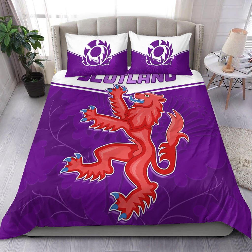 Scottish Rugby Bedding Set Map Of Scotland Thistle Purple Version - Wonder Print Shop