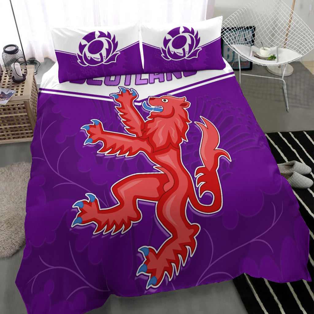 Scottish Rugby Bedding Set Map Of Scotland Thistle Purple Version - Wonder Print Shop