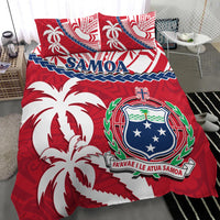Samoa Bedding Set Samoan Coat Of Arms With Coconut Red Style - Wonder Print Shop
