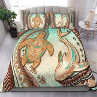 Hawaii Bedding Set Polynesian Shark And Sea Turtle Dreamy Turquoise Artsy - Wonder Print Shop