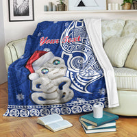 custom-personalised-new-zealand-christmas-premium-blanket-hei-tiki-blue-pohutukawa-meri-kirihimete